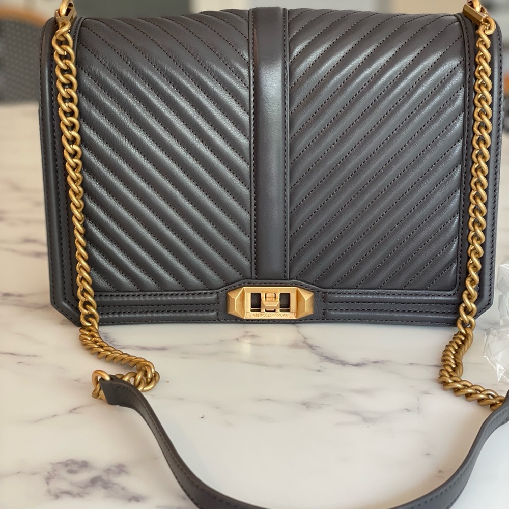 Rebecca Minkoff Chevron Quilted Jumbo Love Crossbody in SOLD OUT COLOR: GRAPHITE